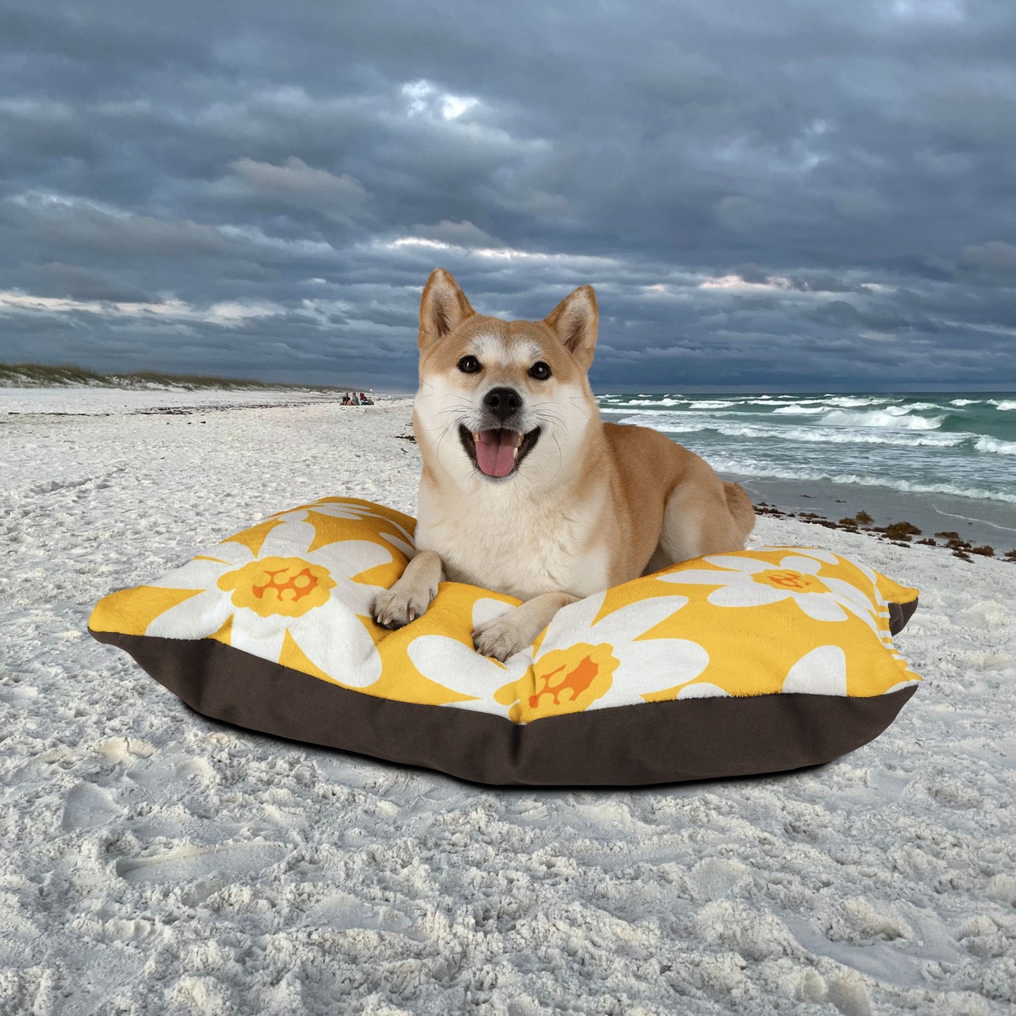 Sunny Floral Pet Bed, Cozy Dog Bed, Cat Bed for Home, Flower Pattern Pet Mat, Cute Puppy Bedding, Spring-Themed Dog Cushion