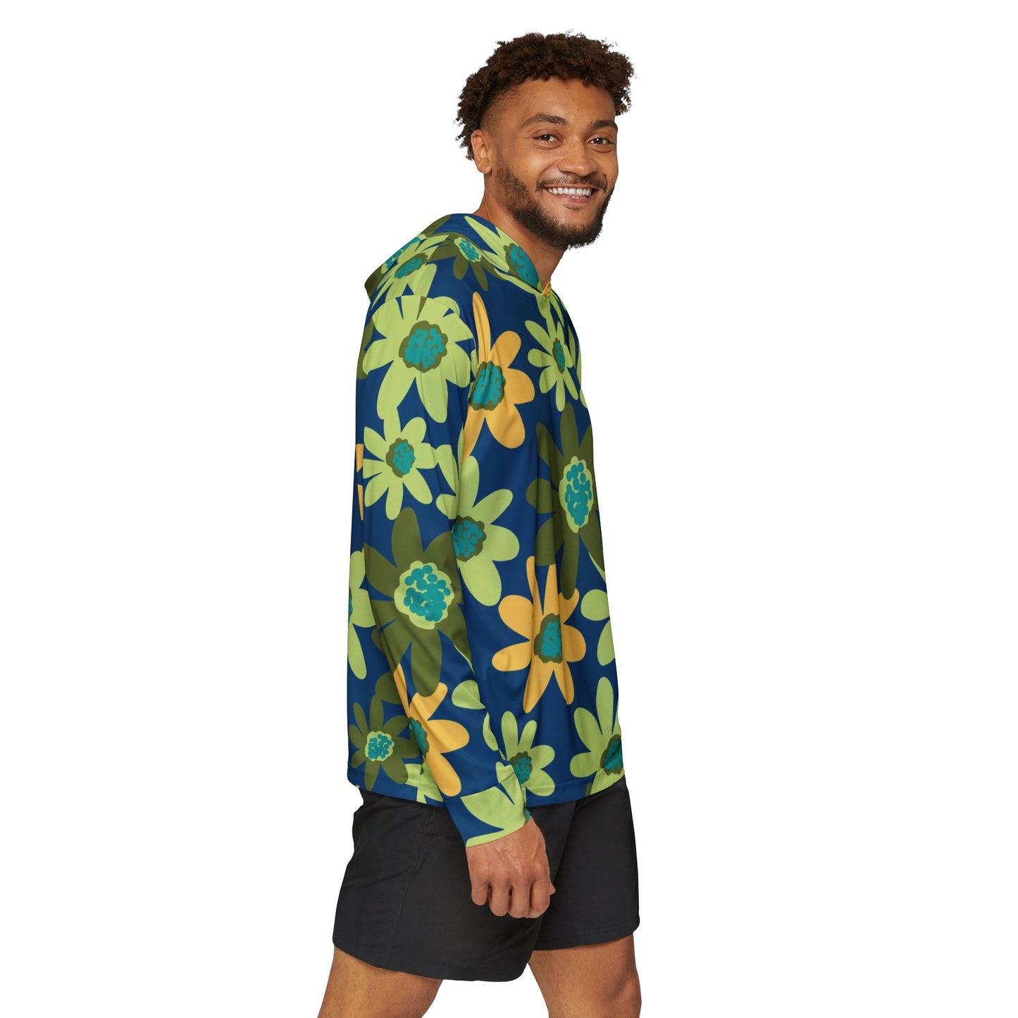 Uni Sex Floral Warmup Hoodie, SPF 50, Athletic Hooded Sweatshirt, Casual Springwear, Workout Gear, Outdoor Layer, Gift for Him or Her