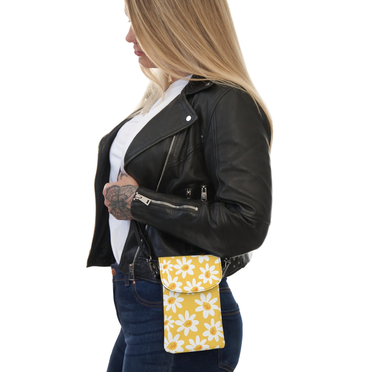 Daisy Cheerful Phone Wallet, Stylish Crossbody Bag, Floral Pouch for Festivals, Travel, Gifts, Summer Vibes
