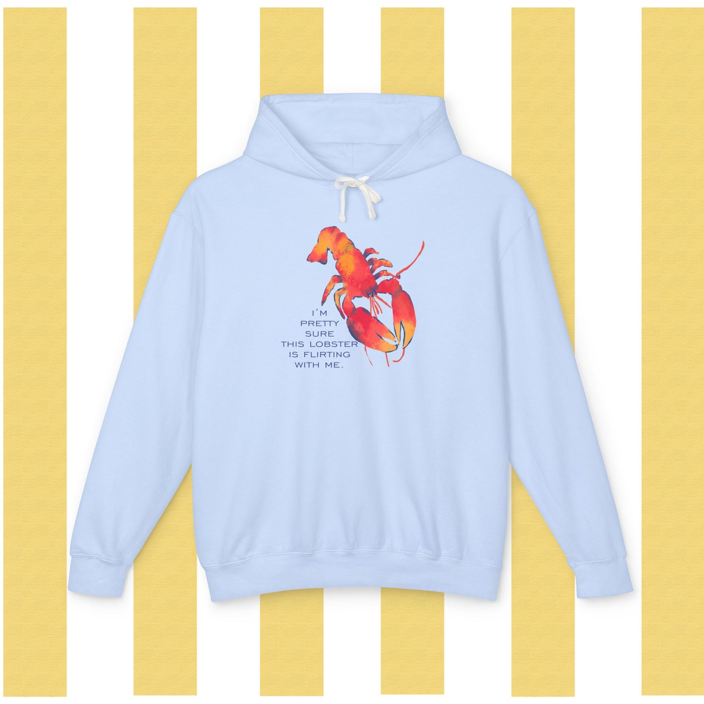 IS THIS LOBSTER FLIRTING WITH ME? Lobster Love Hoodie - Fun Unisex Lightweight Hooded Sweatshirt for Seafood Lovers, Casual Wear, Summer Vibes, Beach Outings, Gift Idea