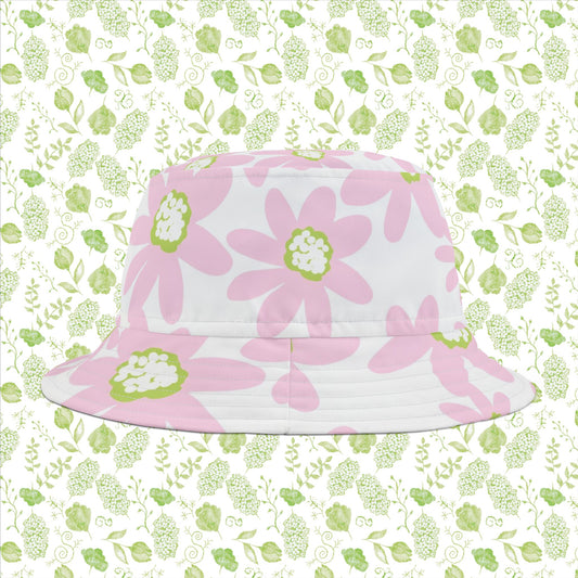 Pink Floral Bucket Hat, Summer Accessory, Beach Wear, Festival Hat, Cute Sun Hat, Gift for Garden Lovers