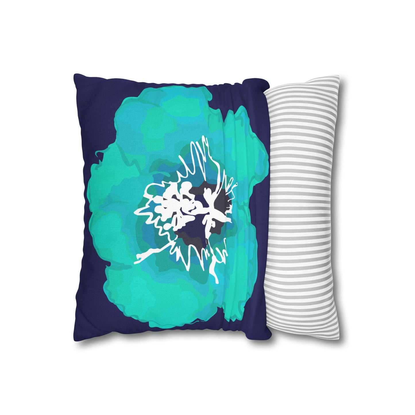Deep Blue Azalea Floral Decorative Pillowcase, Art Decor, Home Accent, Living Room, Gift for Flower Lovers, Flower Design Cushion Cover