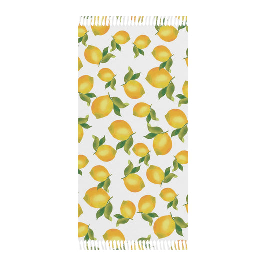 Boho Lemon Beach Towel, Vibrant Summer Tanning Cloth, Perfect for Beach Days, Pool Parties, Eco-Friendly Gift, Cute Home Decor