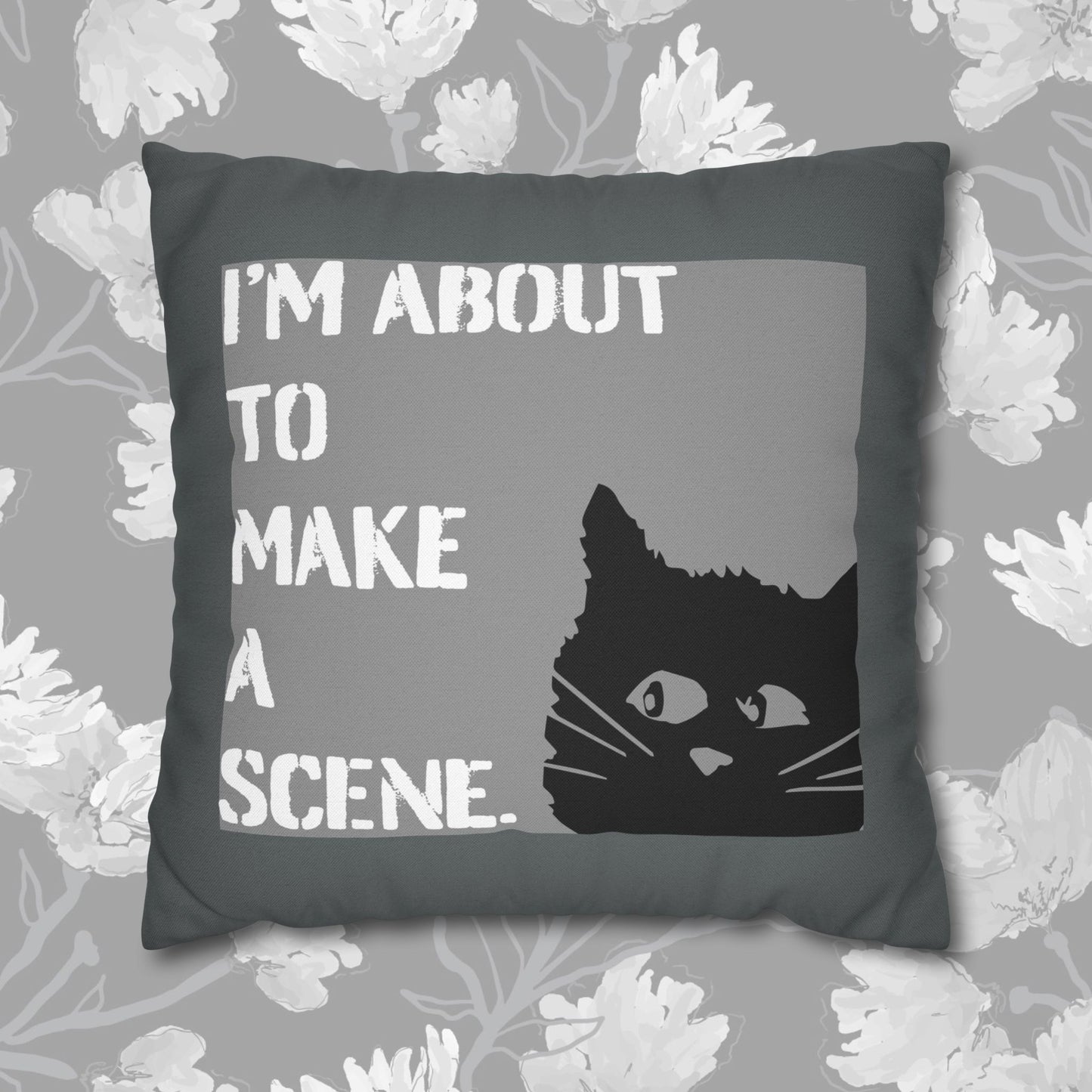 Whimsical Cat Pillowcase: "I'm about to make a scene" #FunnyHomeDecor, Cat Lovers Gift, Quirky Housewarming, Cozy Living Room Accent, Fun Bedroom Decor, Playful Gift