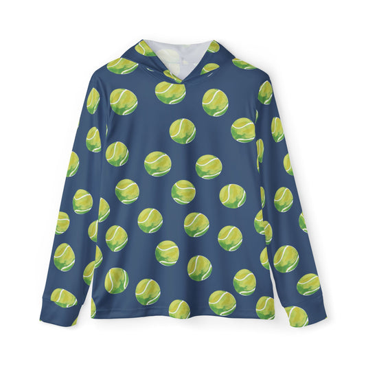Tennis Ball Pattern Hoodie — Unisex Athletic Warmup Hoodie, SPF 50