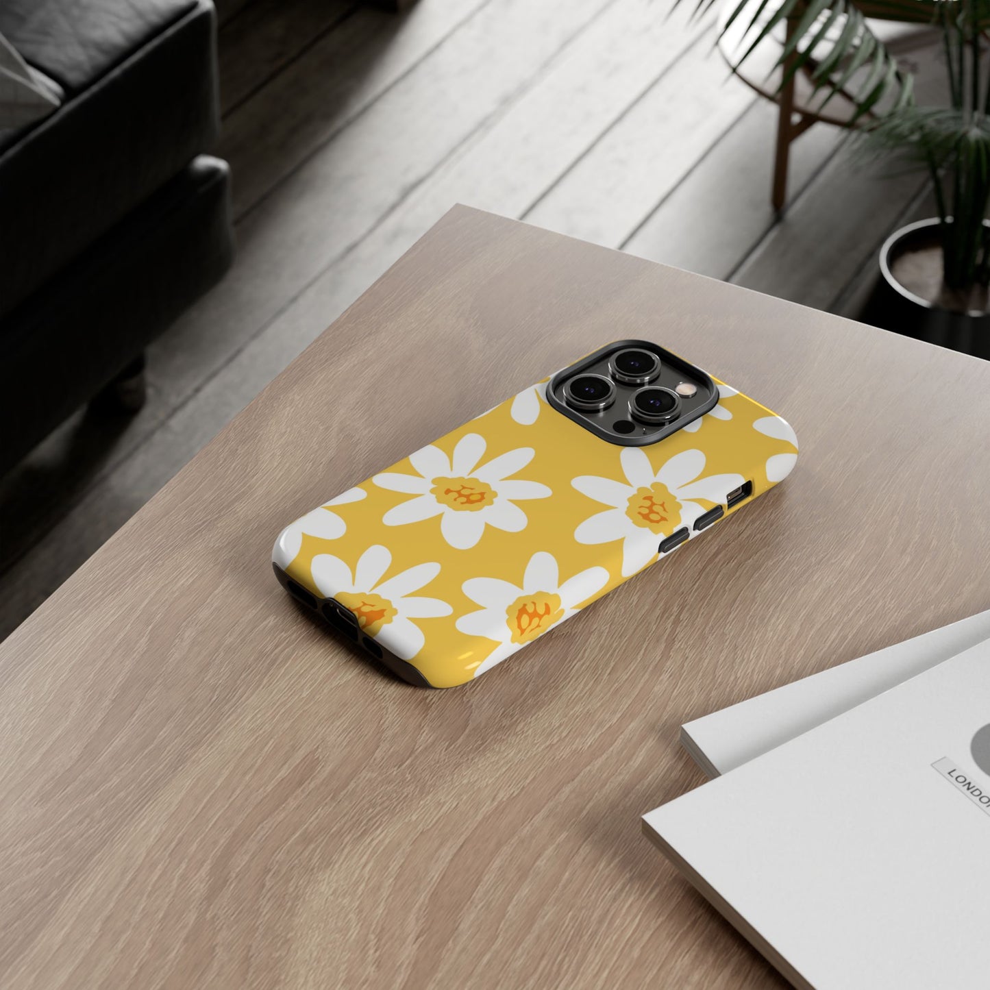 Yellow Daisy Phone Case, Floral Phone Cover, Tough Case, Summer Vibe Accessory, Gift for Nature Lovers, Bright Floral Design
