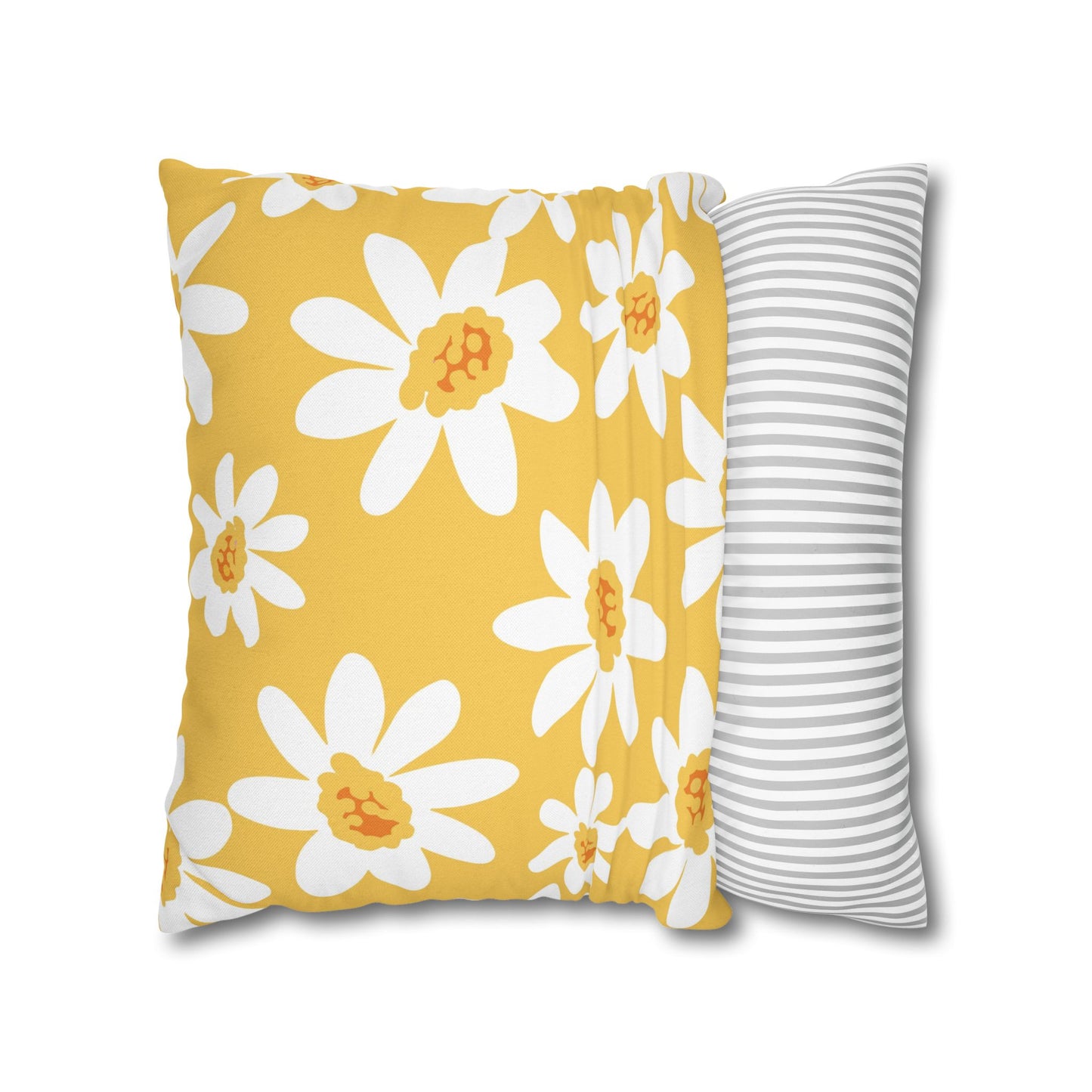Bright Floral Pillowcase for Home Decor, Yellow Daisy Cushion Cover, Modern Living Room Accent, Gift for Flower Lovers, Spring Decor