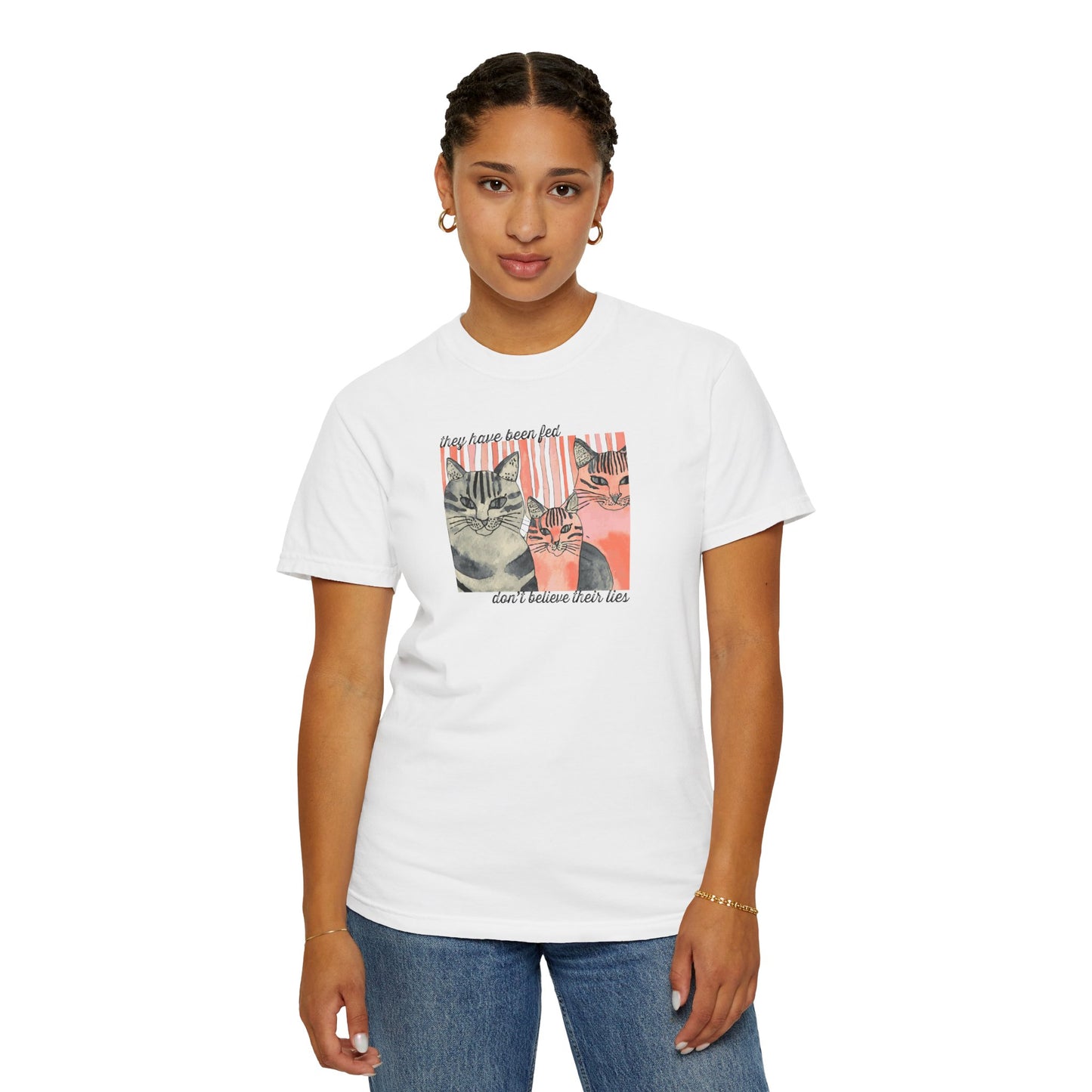 Cat Friends Graphic T-Shirt — "Don't Believe Their Eyes" Vintage Kittens Tee