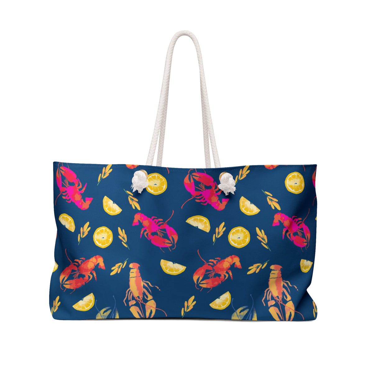 Lobster Lemonade Weekender Bag — Nautical Summer Travel Tote