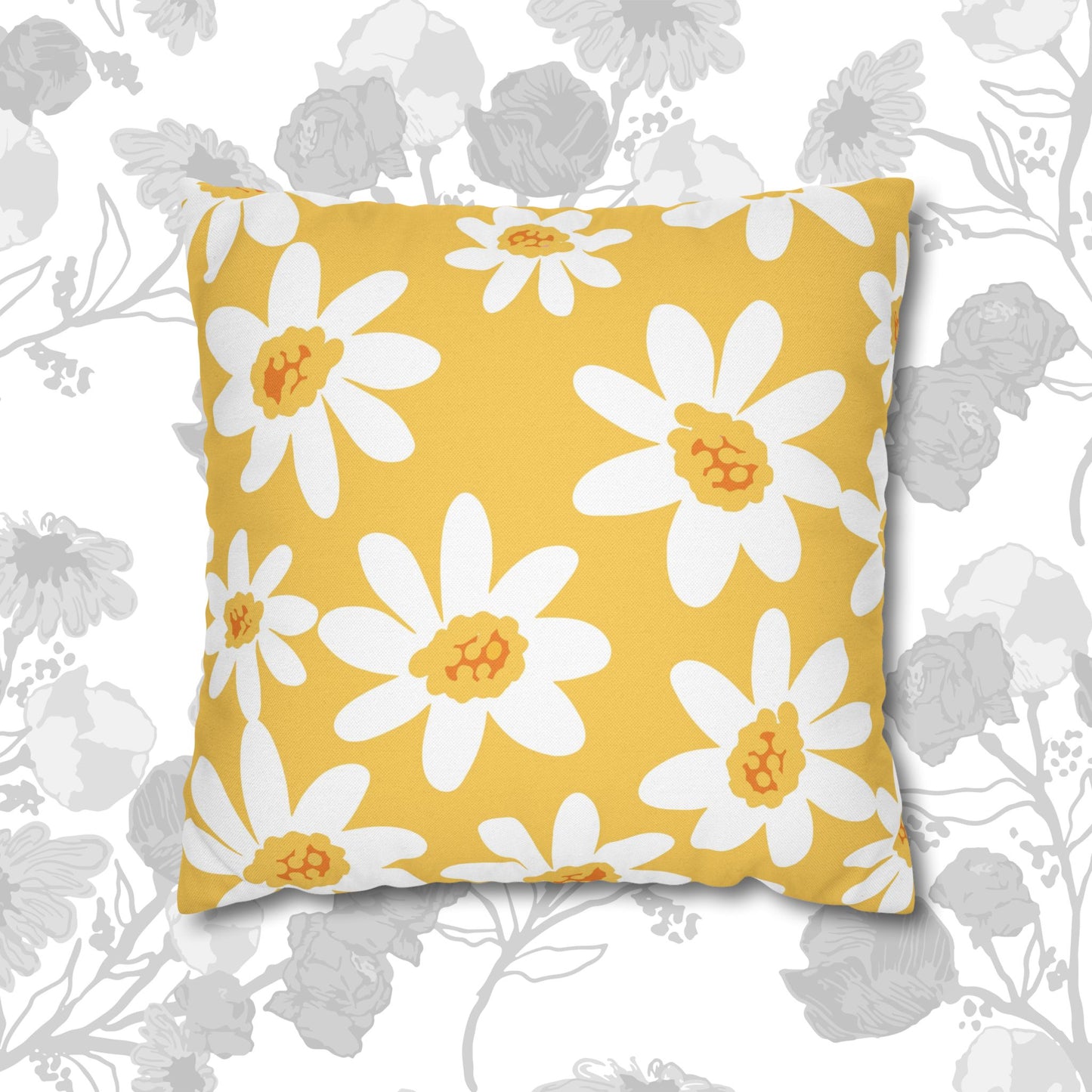 Bright Floral Pillowcase for Home Decor, Yellow Daisy Cushion Cover, Modern Living Room Accent, Gift for Flower Lovers, Spring Decor
