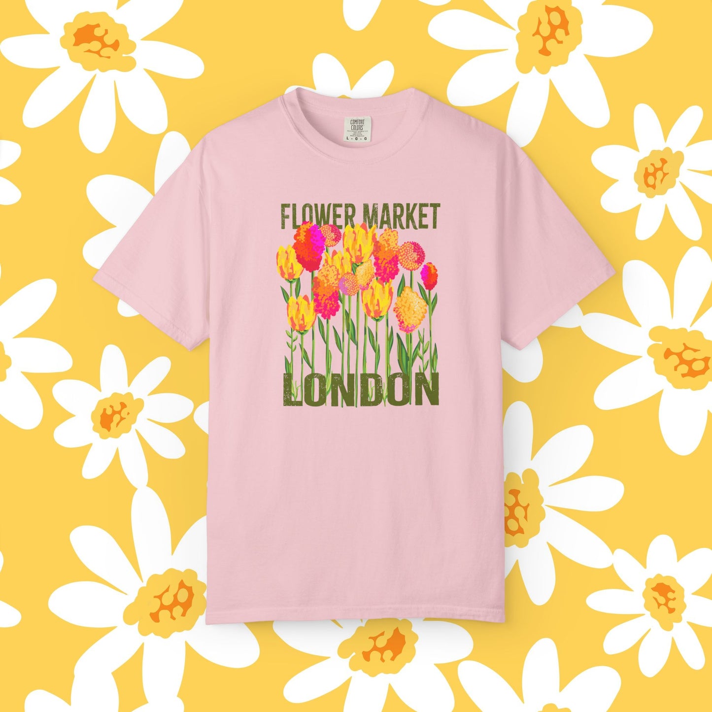 London Flower Market T-Shirt | Garment-Dyed Unisex Tee | Spring Fashion, Gift for Garden Lovers, Fashion Statement, Summer Style