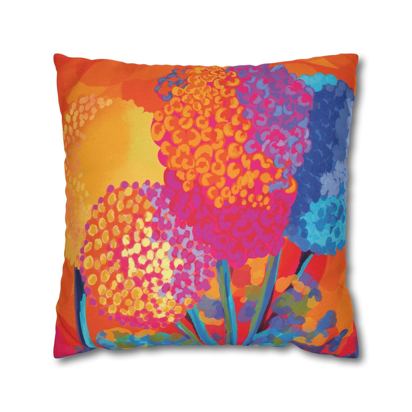 Vibrant Floral Pillowcase for Cozy Spaces with artwork by Ally Hunt, Retro vibe, Boho, Whimsical
