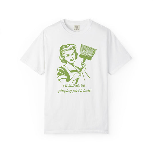 Rather Be Playing PICKLEBALL! Unisex Garment-Dyed T-shirt with Playful Design: Perfect for Picnics, Casual Outings, and Gift Ideas for Friends
