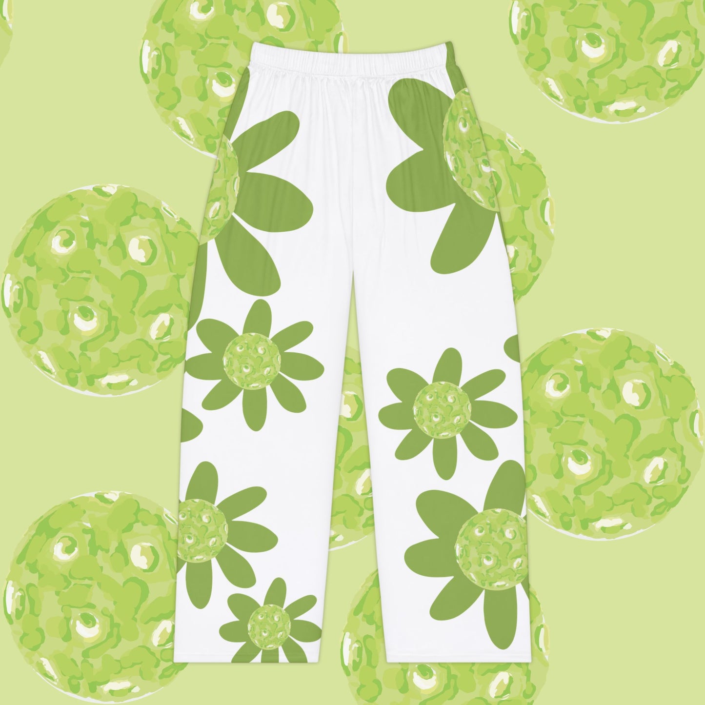 Pickleball Daisy Print Women's Pajama Pants, Cozy Lounge Pants, Sleepwear, Gift for Her, Relaxation Essentials