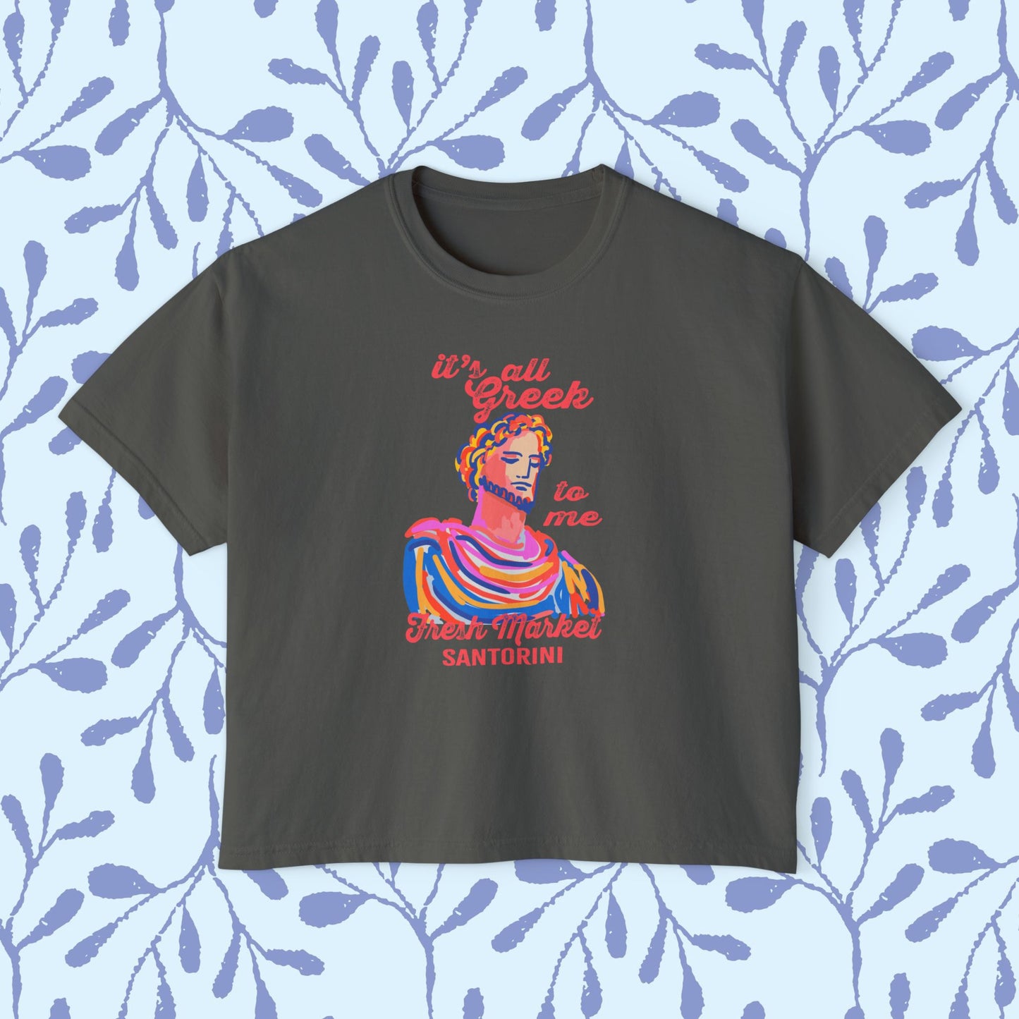Women's Boxy Tee - 'It's All Greek To Me' Santorini Art Bust Graphic