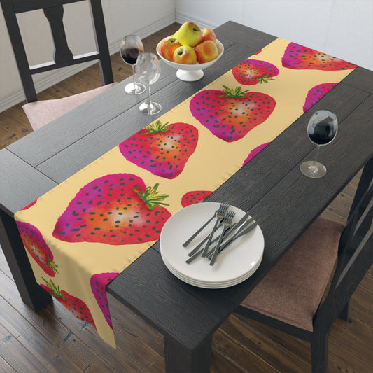 Whimsical Strawberry Table Runner, Fruit Decor for Kitchen, Dining Table Accessory, Perfect for Summer Parties