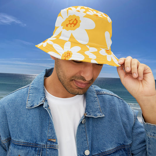 Bucket Hat - Bright Daisy Pattern
