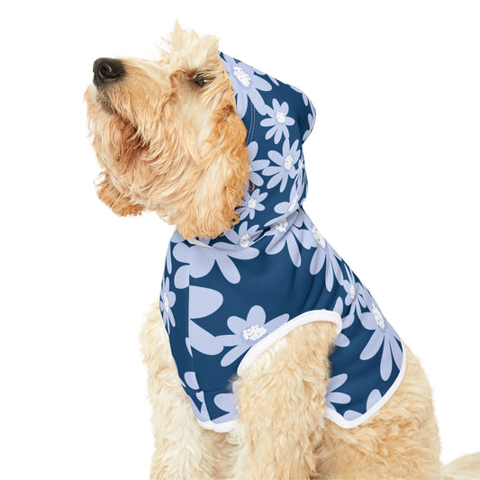 Floral Blue Daisy Print Pet Hoodie, Cozy Dog Sweater, Cute Puppy Apparel, Stylish Cat Clothes, Pet Gift for Dog Lovers, Spring Outfit for Pets
