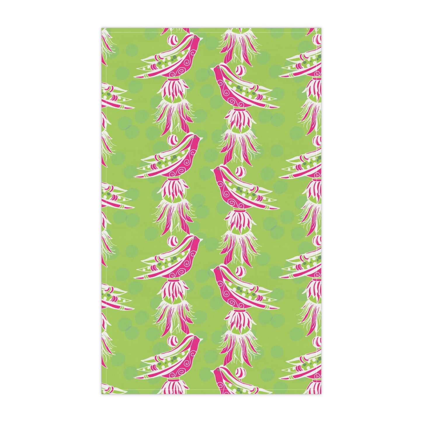 Vibrant Pink and Green Tassel Bird Tea Towels, Kitchen Decor, Gift for Bird Lovers, Eco-Friendly Home, Spring & Summer Kitchen Accessories