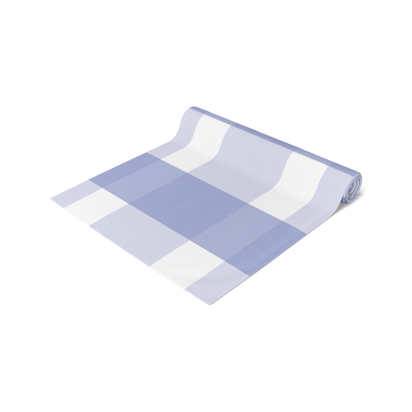 Charming Periwinkle Blue Gingham Table Runner, Casual Yet Elegant, Old School Vibe with Modern Large Scale Design