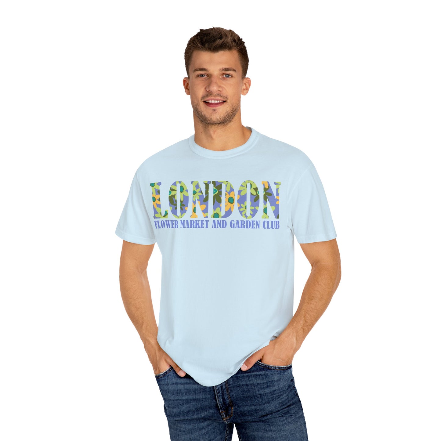 Floral Market T-Shirt, London Flower Club Tee, Unisex Garden Apparel, Summer Gift, Casual Outfit, Travel Shirt