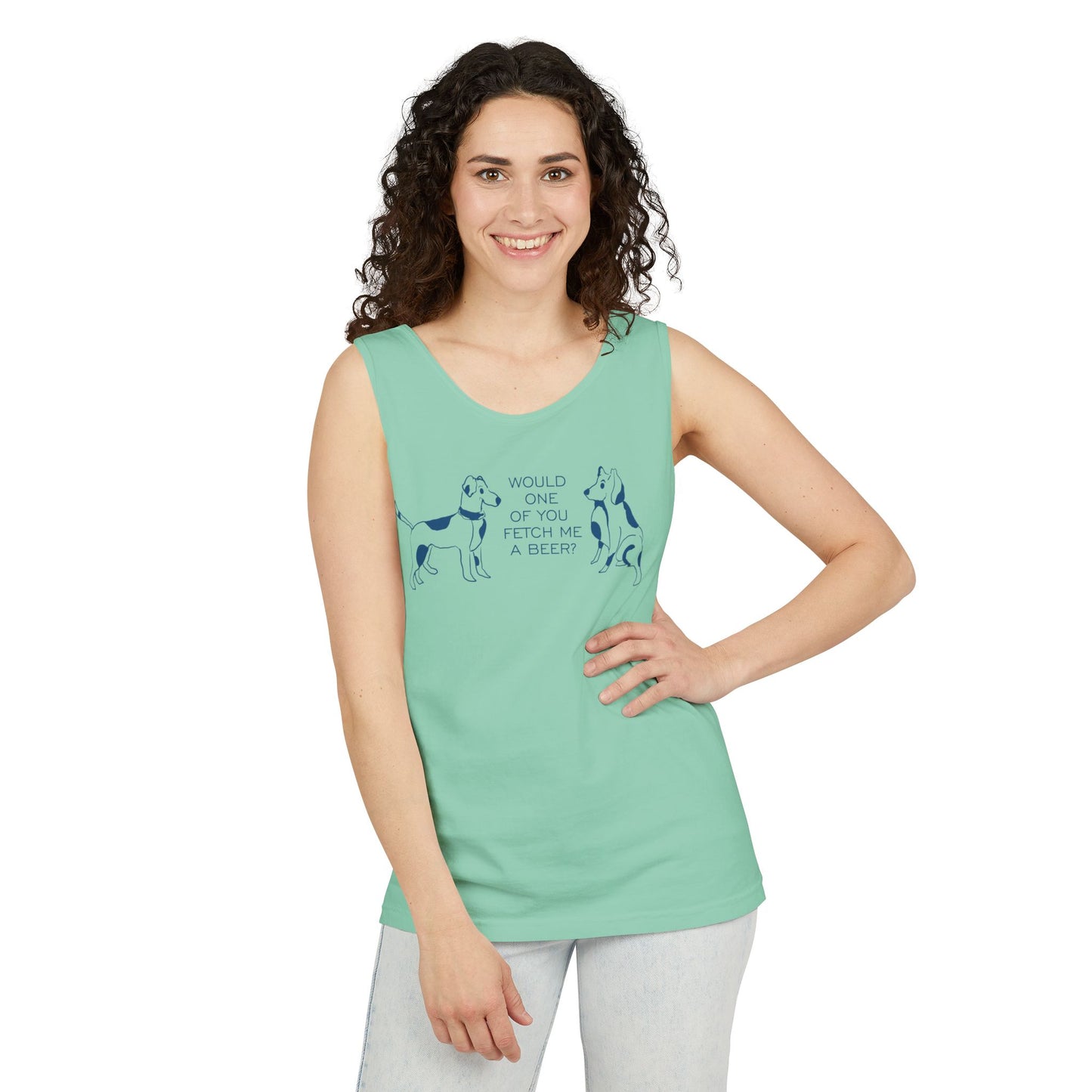 FETCH ME A BEER!  Playful Dog-Themed Tank Top, Funny Pet Lover Apparel, Gift for Dog Owners, Summer Casual Wear, Cute Animal Graphic Tee