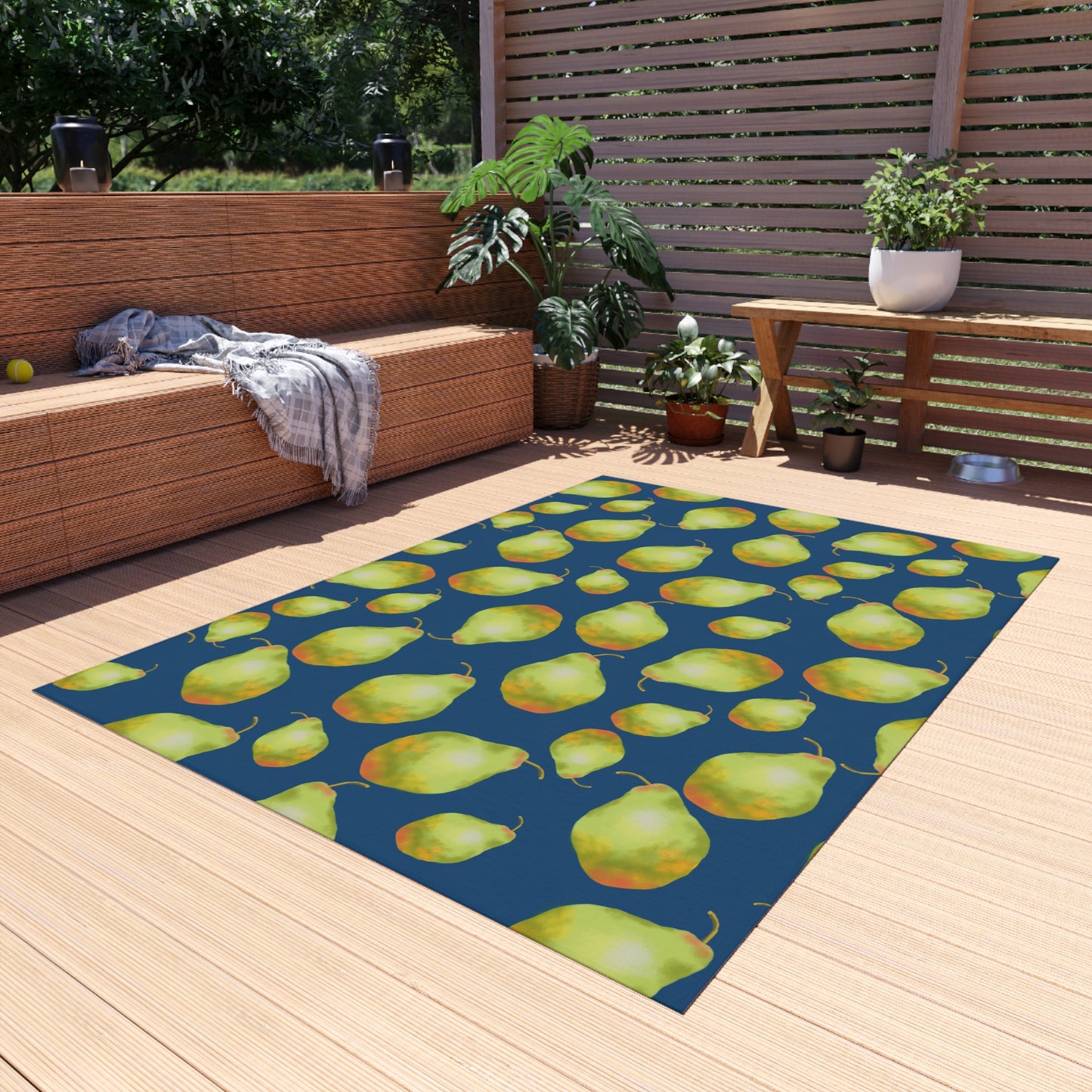 Vibrant Outdoor Rug with Pear Design, Stylish Patio Decor, Garden Area Mat, Summer Picnic Essential, Outdoor Living Accessory