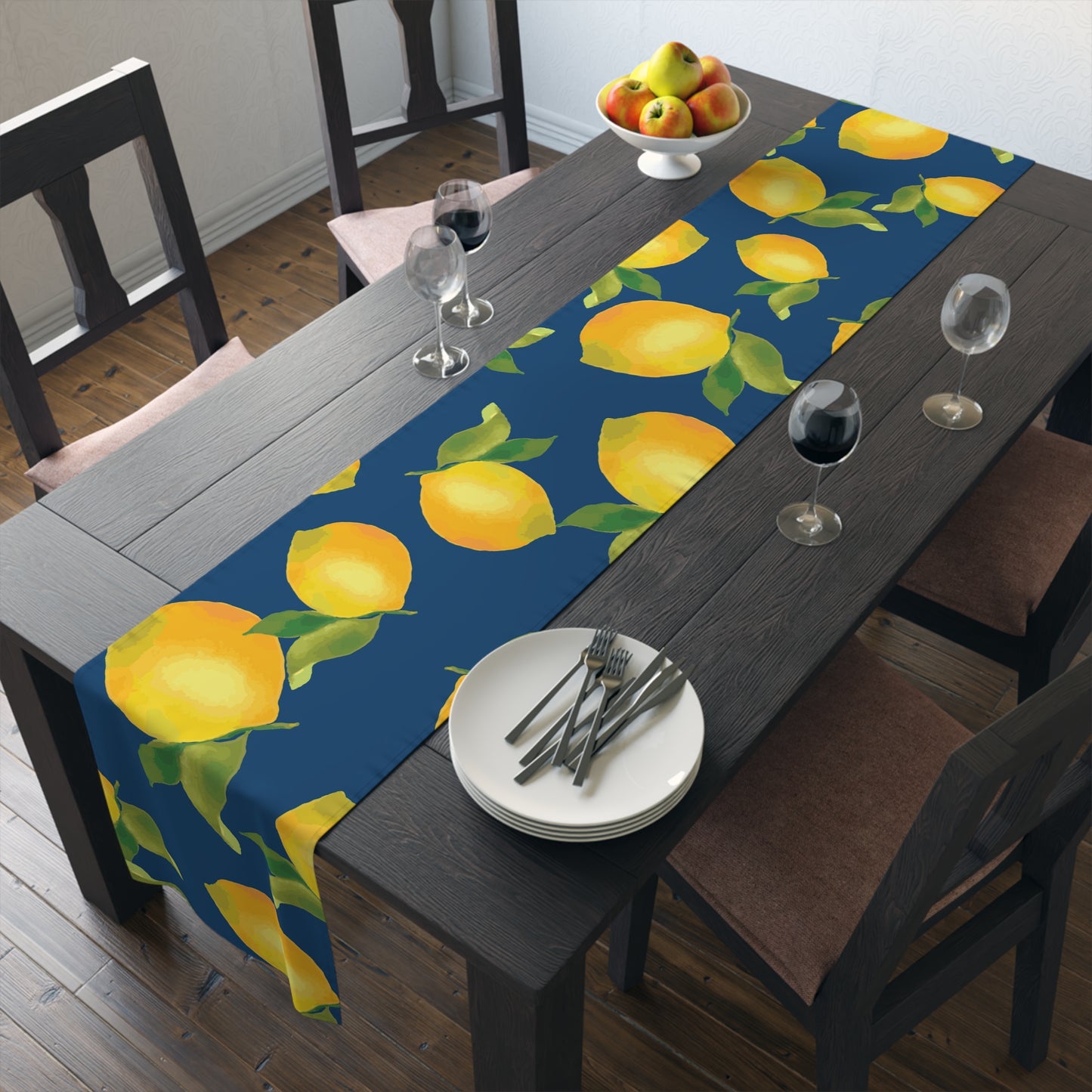 Lemon Print Table Runner | Cotton & Polyester Dining Decor | Summer Party, Kitchen Table, Home Decor, Gift Idea