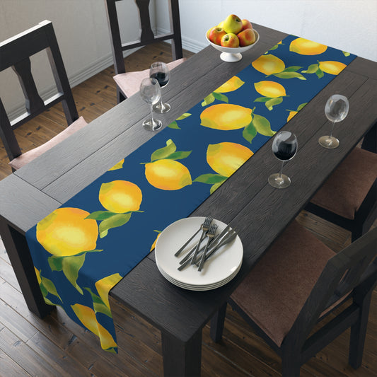 Lemon Print Table Runner | Cotton & Polyester Dining Decor | Summer Party, Kitchen Table, Home Decor, Gift Idea