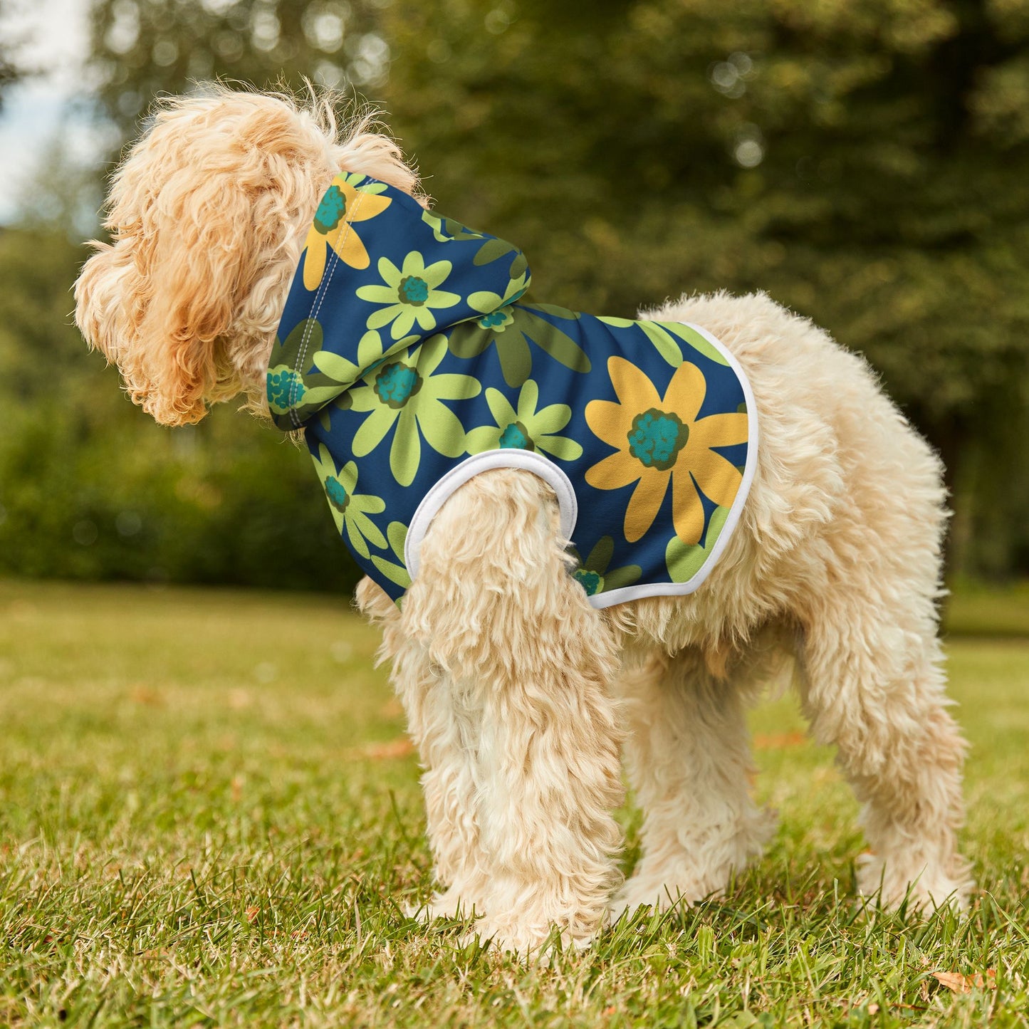 Daisy Floral Pet Hoodie for Stylish Dogs, Cozy Pet Apparel for Spring, Pet Fashion, Cute Dog Outfit, Dog Clothes, Gift for Pet Lovers