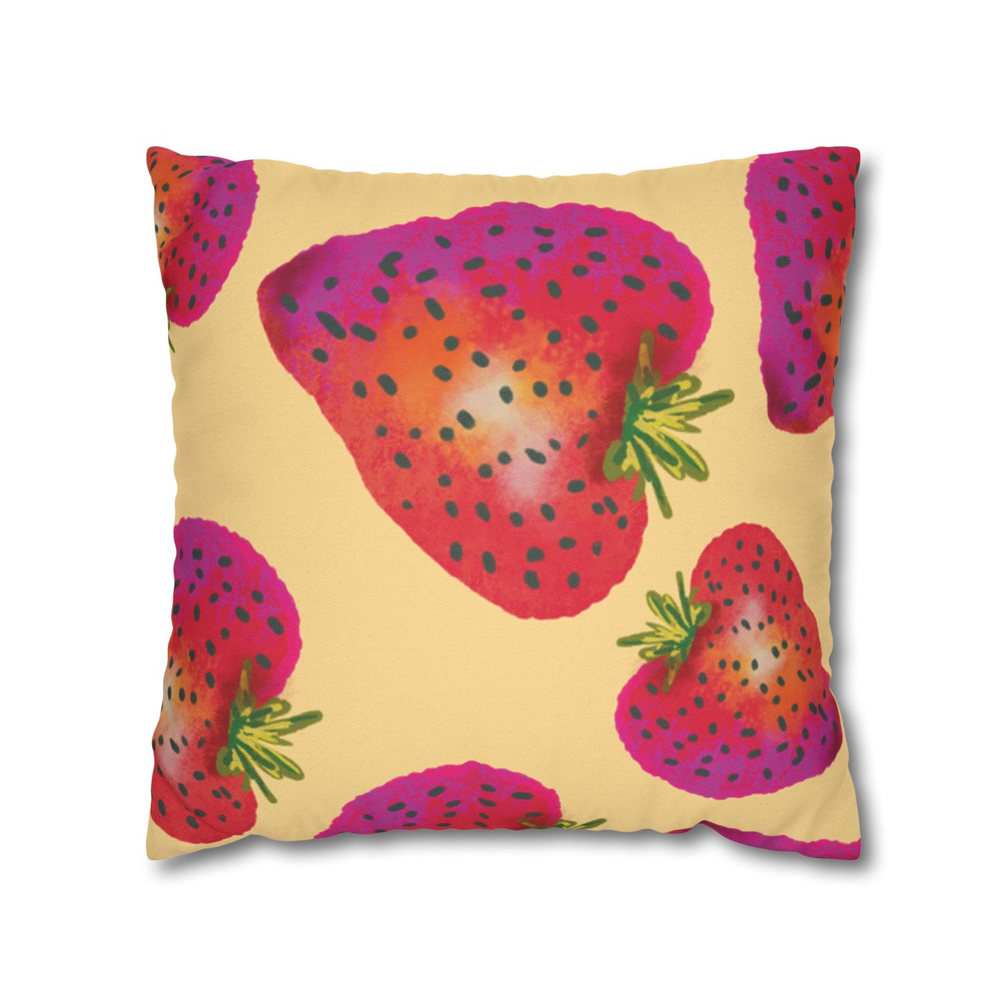 Strawberry Print Pillowcase, Cute Home Decor, Gift for Strawberry Lovers, Summer Decoration, Bright Accent Pillow