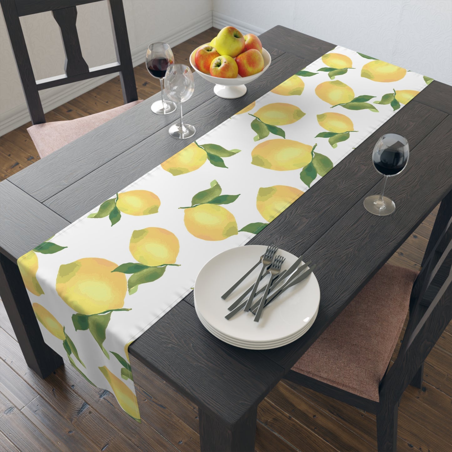 Lemon Blossom Table Runner - Farmhouse Home Decor, Dining Table Decoration, Spring Dinnerware, Fresh Kitchen Accent