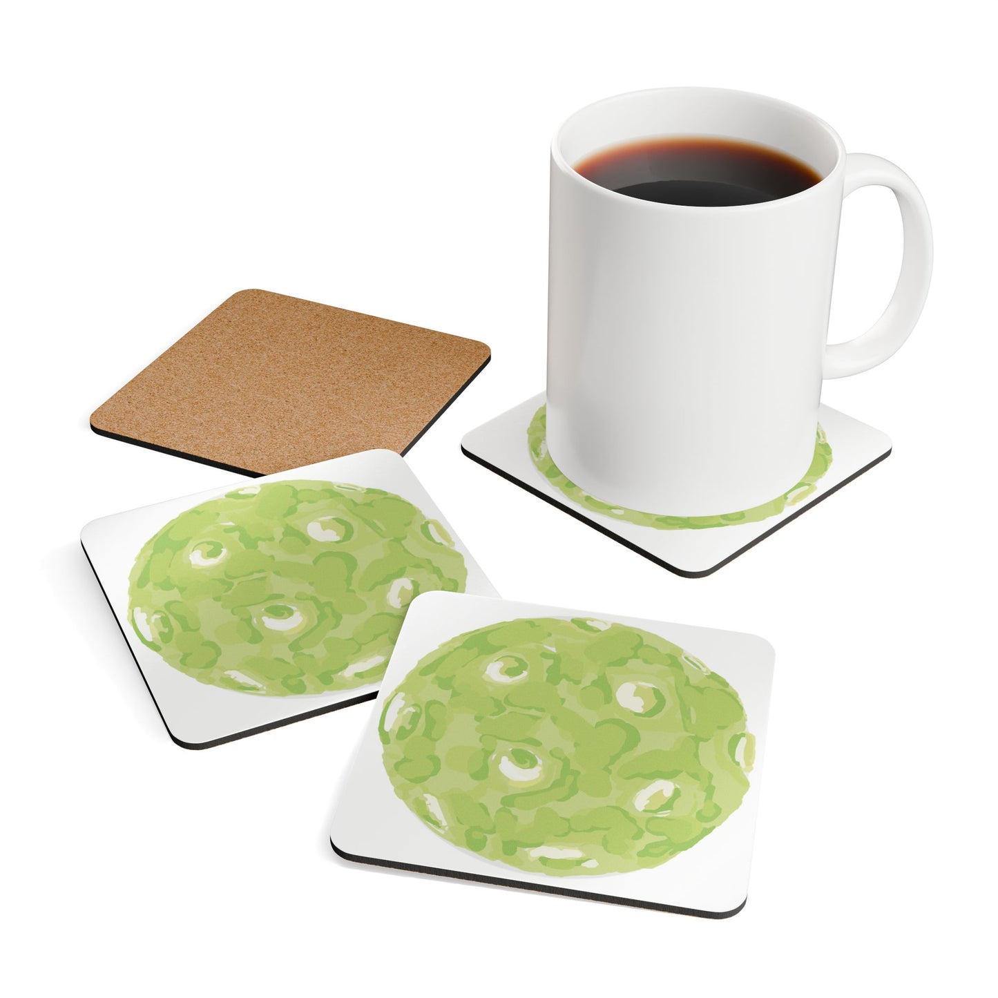 Pickleball Design Eco-Friendly Cork Coaster Set, Rustic Drinkware, Home Bar Decor, Housewarming Gift, Kitchen Essentials, Pickleball Lover's Gift