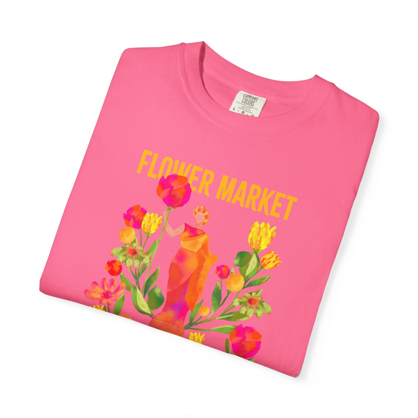 Greek Isle Mykonos Floral Market T-Shirt | Summer Vibes, Eco-Friendly Apparel, Casual Wear, Gift for Her, Bohemian Style