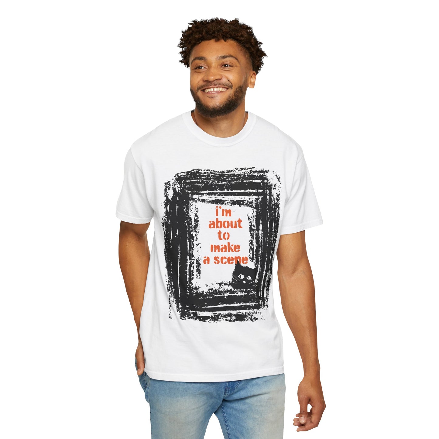 I'm About to Make a Scene...Spooky Artistic black Cat T-Shirt,  Halloween, Unisex Graphic Tee, Gift for Cat Lovers, Casual Wear, Cute Cat Design Shirt, Halloween Shirt