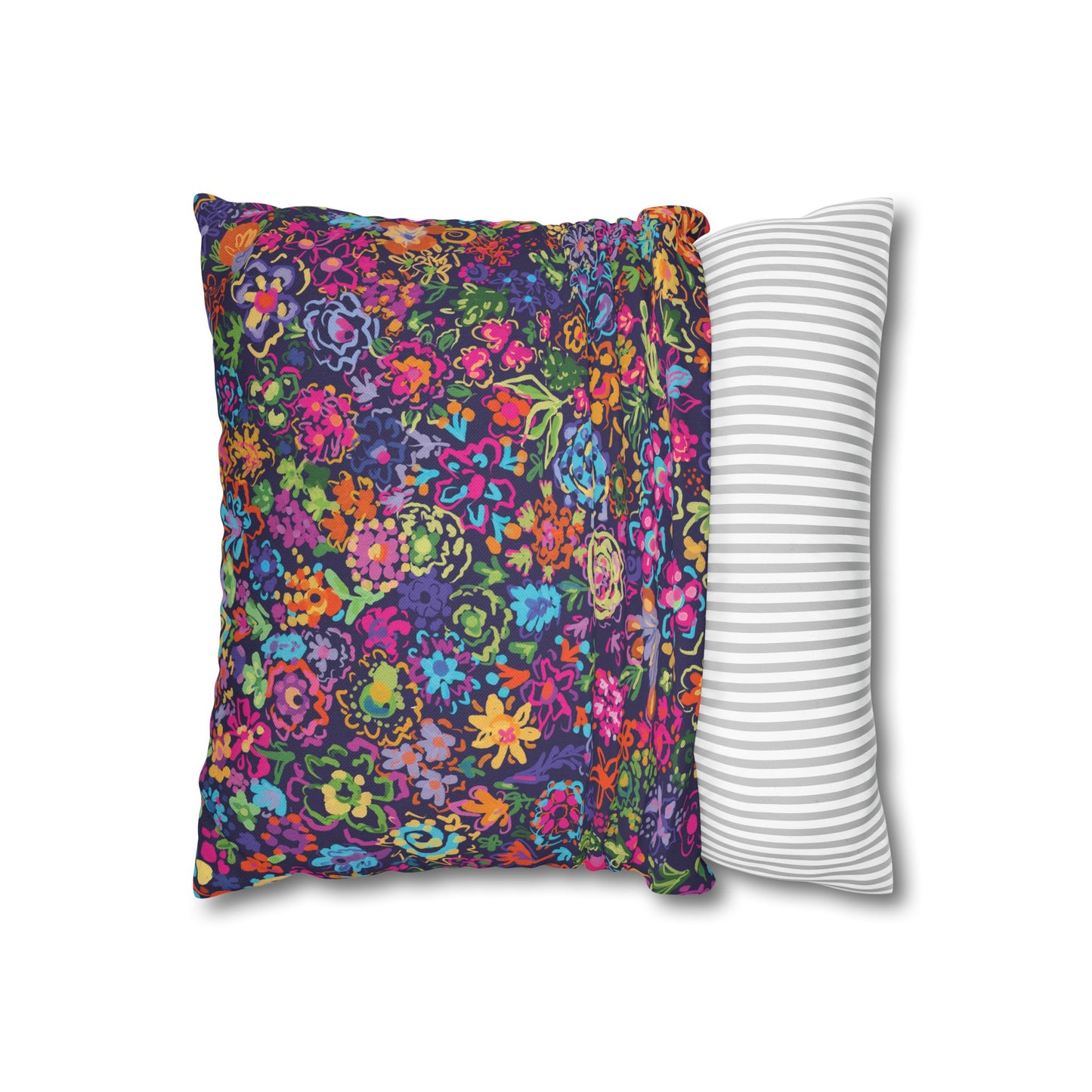 Colorful Wildflower Floral Throw Pillowcase Boho Design featuring artwork by Ally Hunt