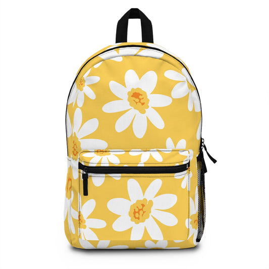 Sunny Daisy Backpack, Floral School Bag, Yellow Backpack for Girls, Summer Travel Bag, Gift for Hikers, Eco-Friendly Tote