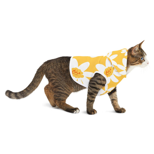 Yellow Daisy Bright Floral Pet Hoodie for Summer Fun, Cat Sweater, Cute Puppy Apparel, Spring Fashion, Pet Gift, Vacation Ready