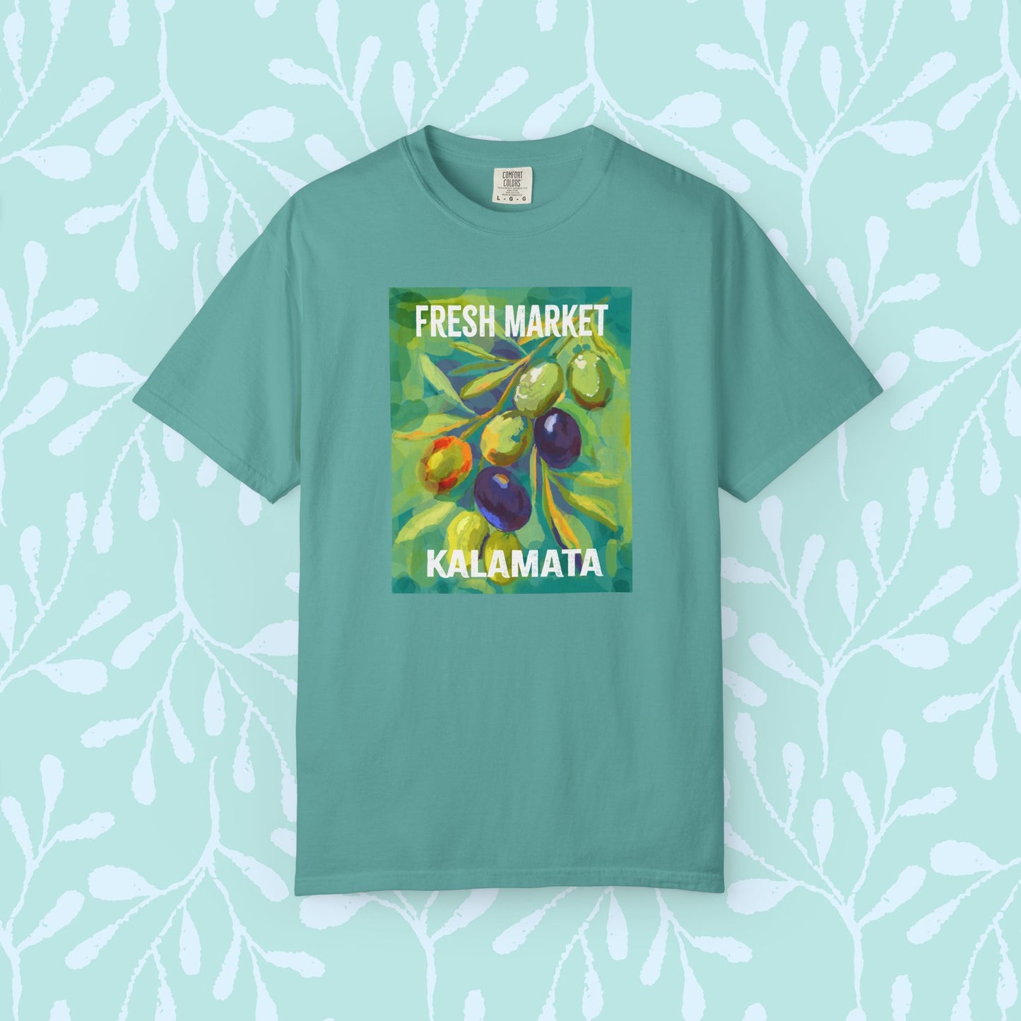 Vibrant Greek Olive Grove T-Shirt, Perfect for Farmers Markets, Foodie Gifts, Art Lovers, Summer Outings, Unisex Casual Wear