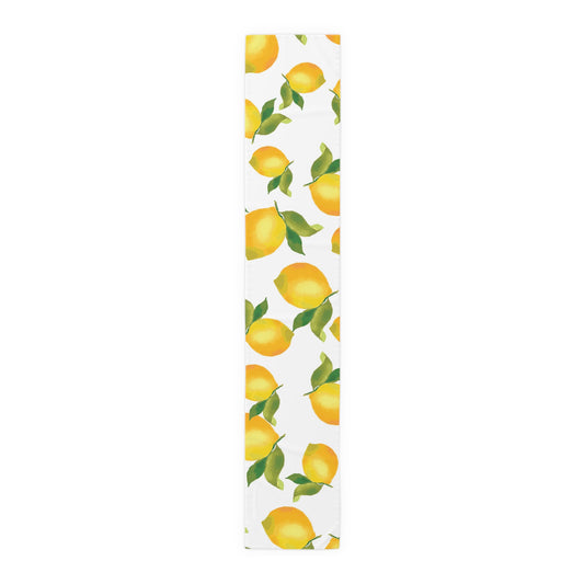 Lemon Blossom Table Runner - Farmhouse Home Decor, Dining Table Decoration, Spring Dinnerware, Fresh Kitchen Accent