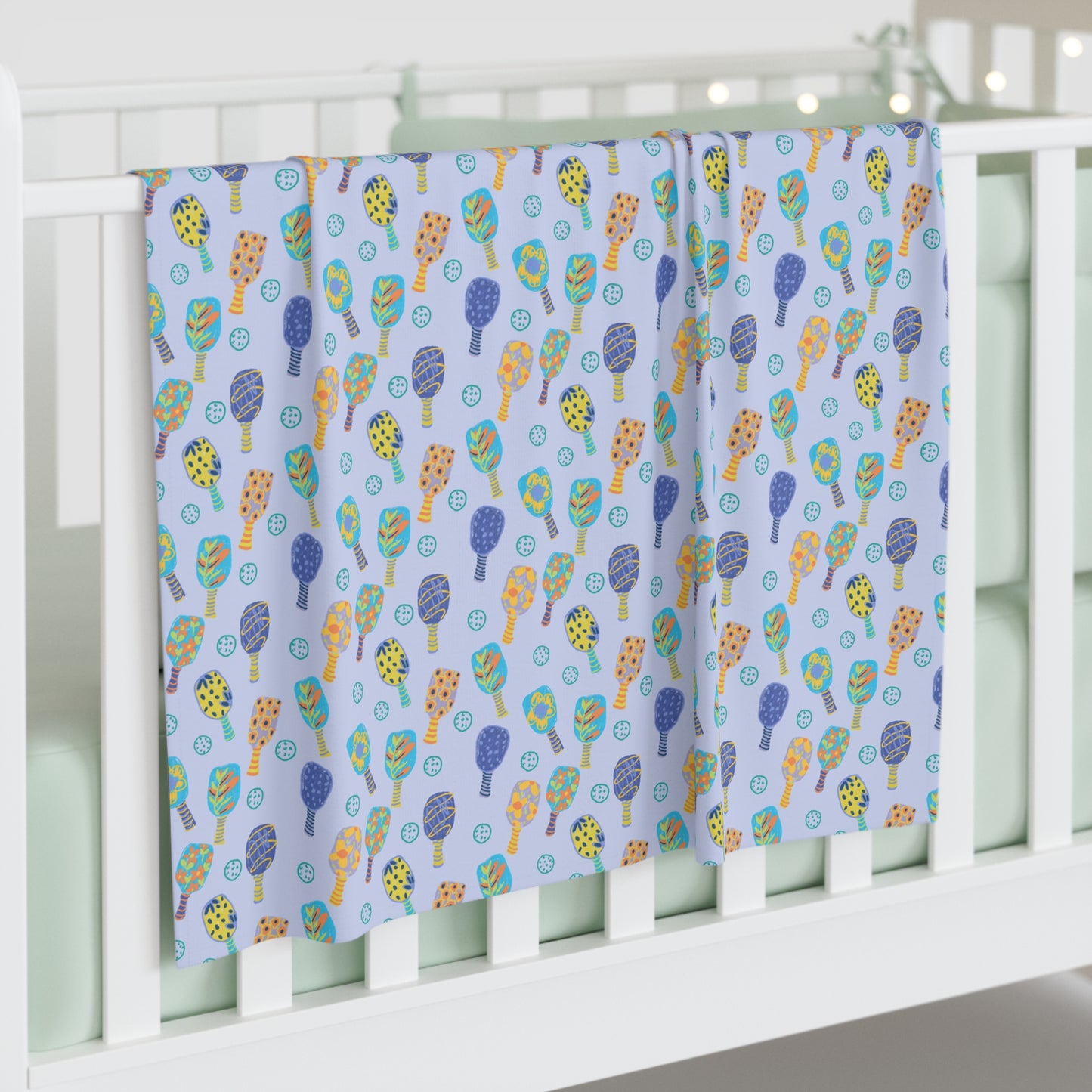 Baby Swaddle Blanket — Pastel Pickleball Pattern Newborn Swaddle for Shower Gifts & Everyday Snuggles
