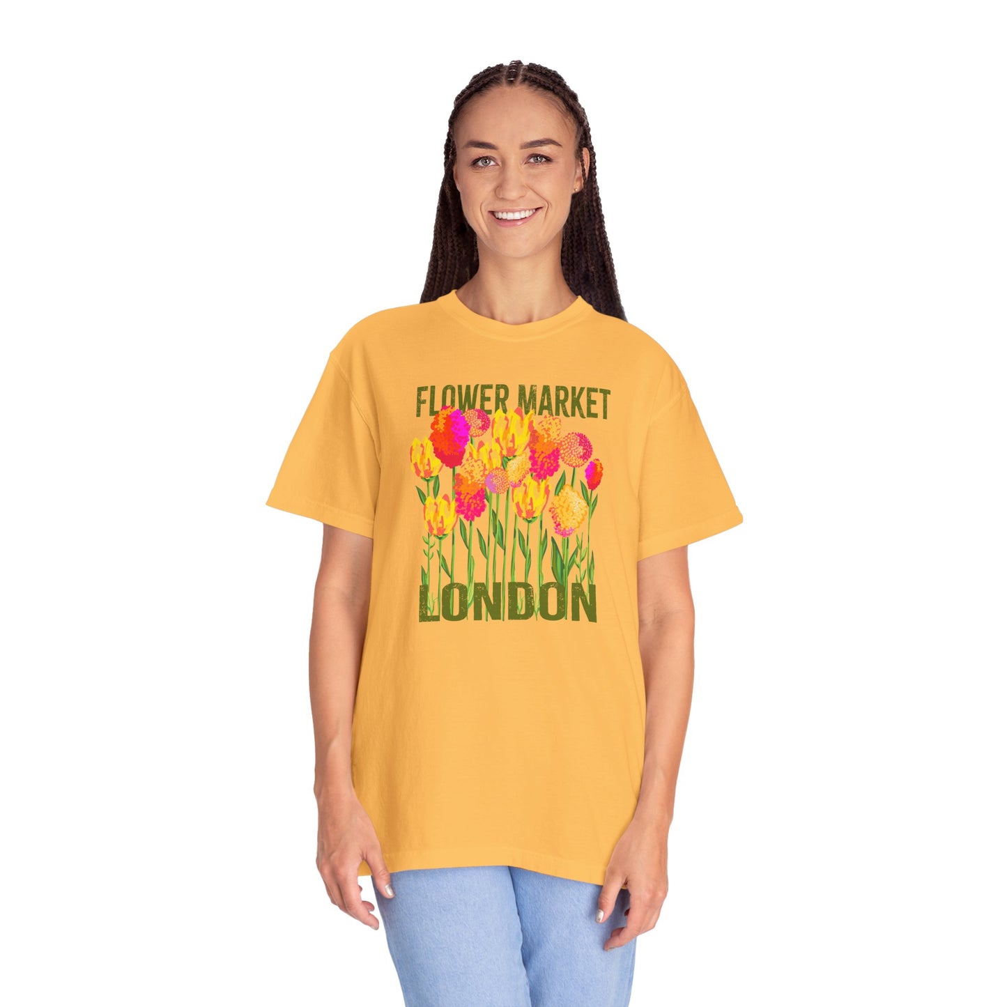 London Flower Market T-Shirt | Garment-Dyed Unisex Tee | Spring Fashion, Gift for Garden Lovers, Fashion Statement, Summer Style