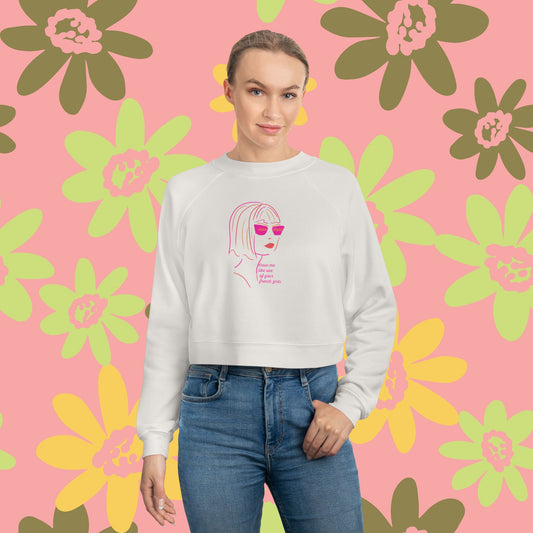 Cropped Fleece Pullover — "Draw Me Like One of Your French Girls" Graphic