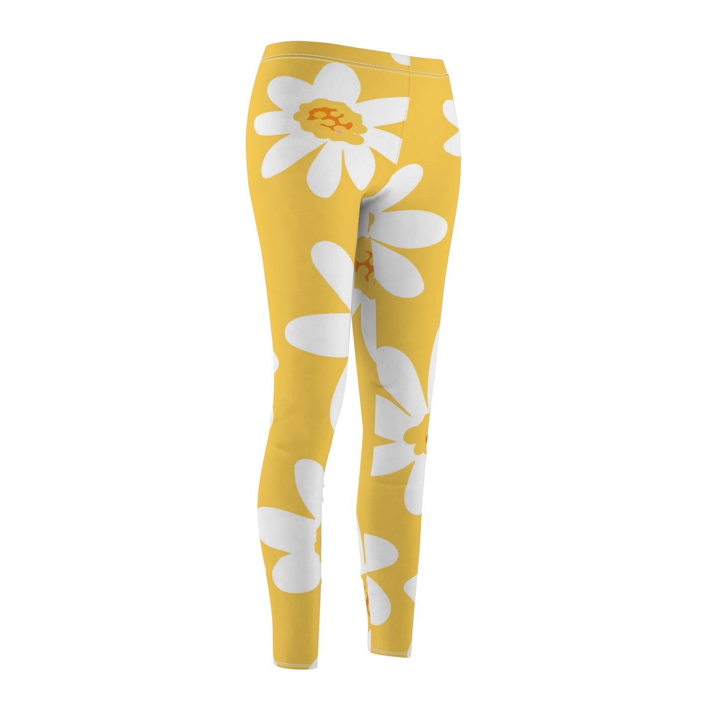 Daisy Print Leggings — Yellow Floral All-Over Print Women's Leggings