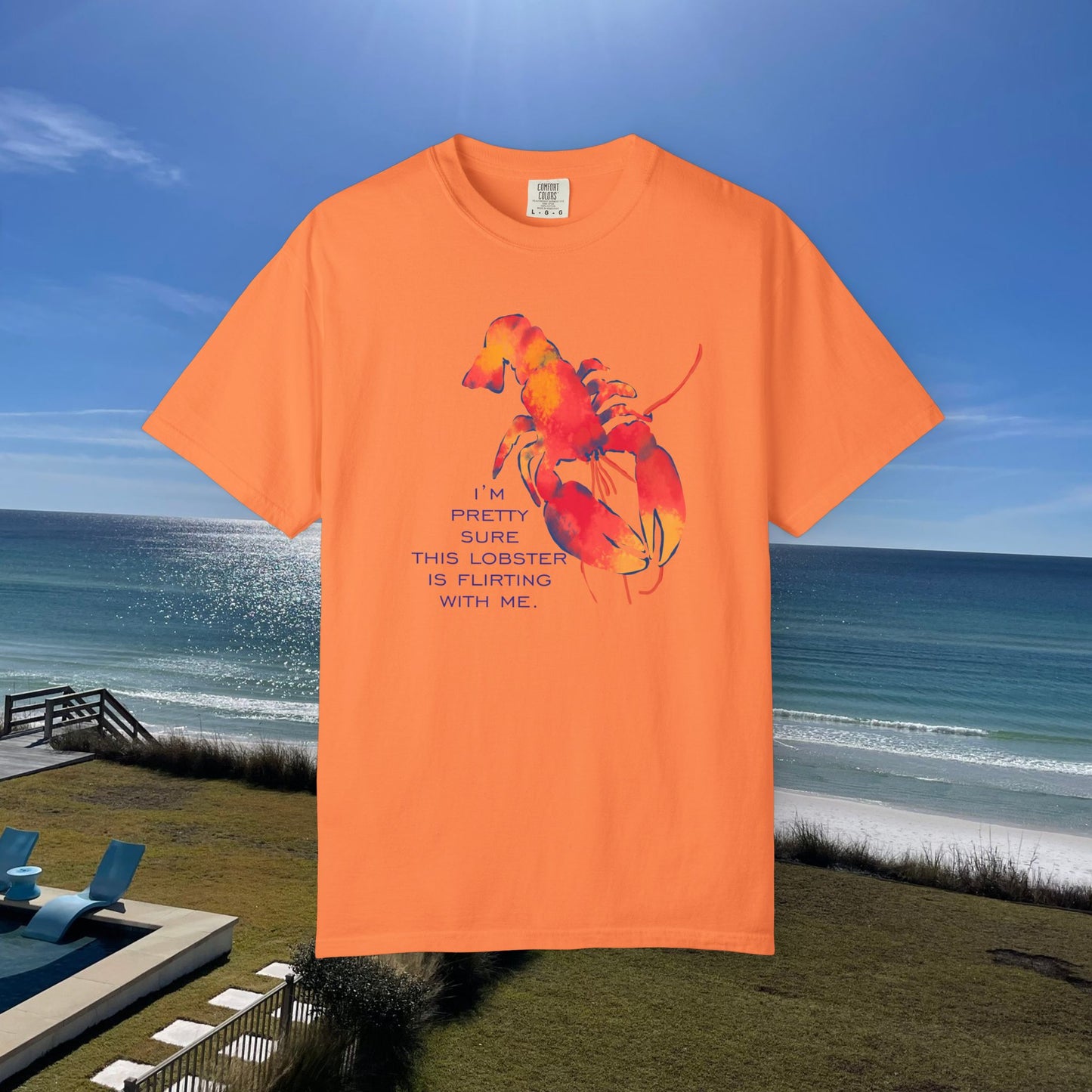 Lobster Flirting Graphic T-shirt — "This Lobster Is Flirting With Me" Beach Tee