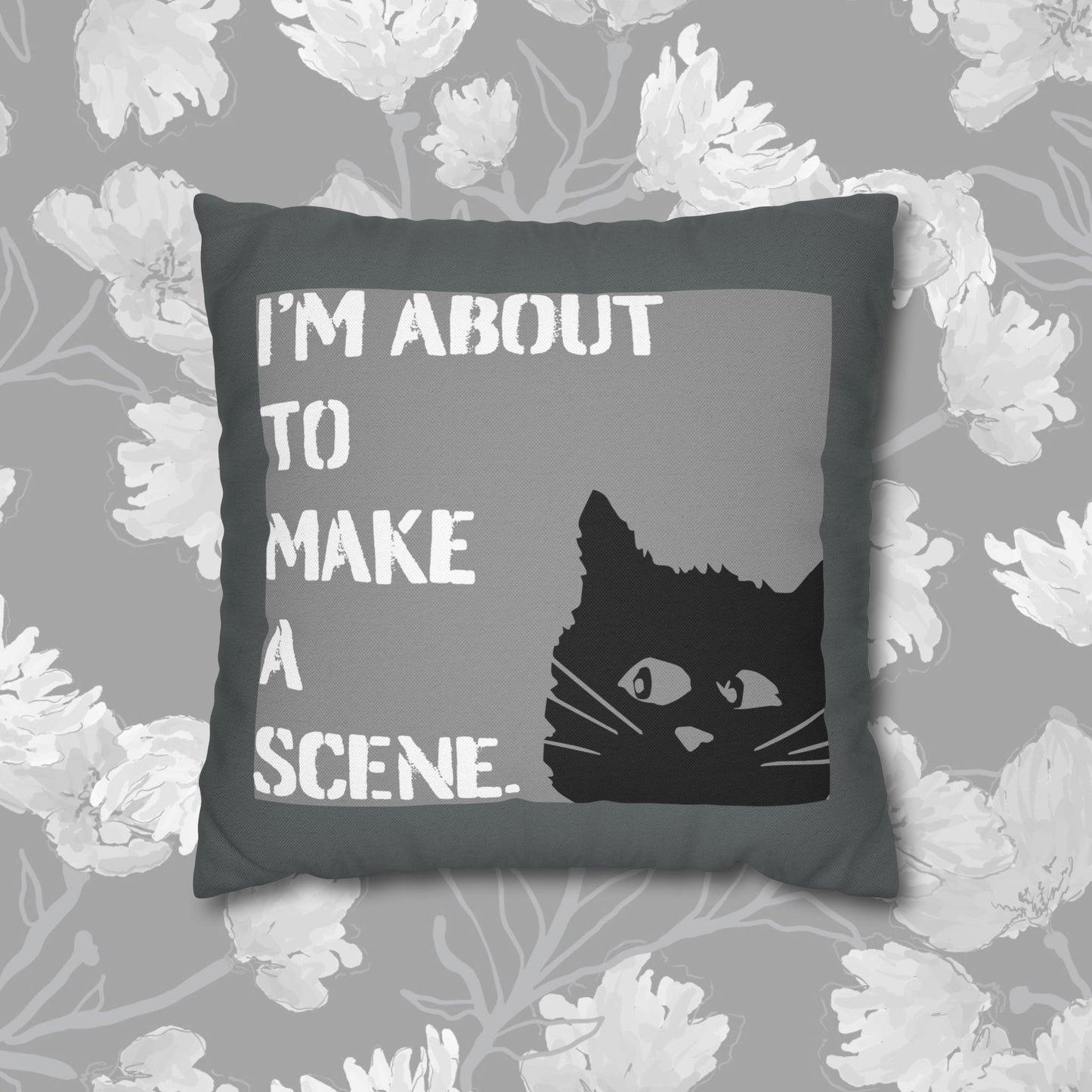Whimsical Cat Pillowcase: "I'm about to make a scene" #FunnyHomeDecor, Cat Lovers Gift, Quirky Housewarming, Cozy Living Room Accent, Fun Bedroom Decor, Playful Gift