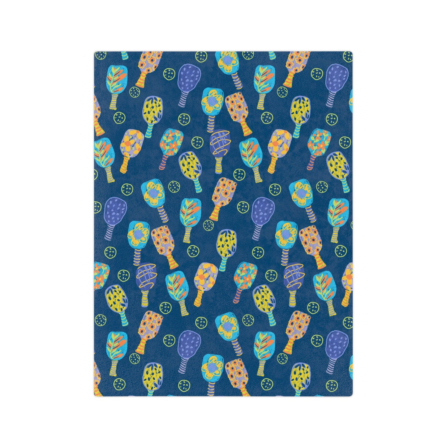Velveteen Microfiber Blanket — Colorful Paddleball Pattern Cozy Throw