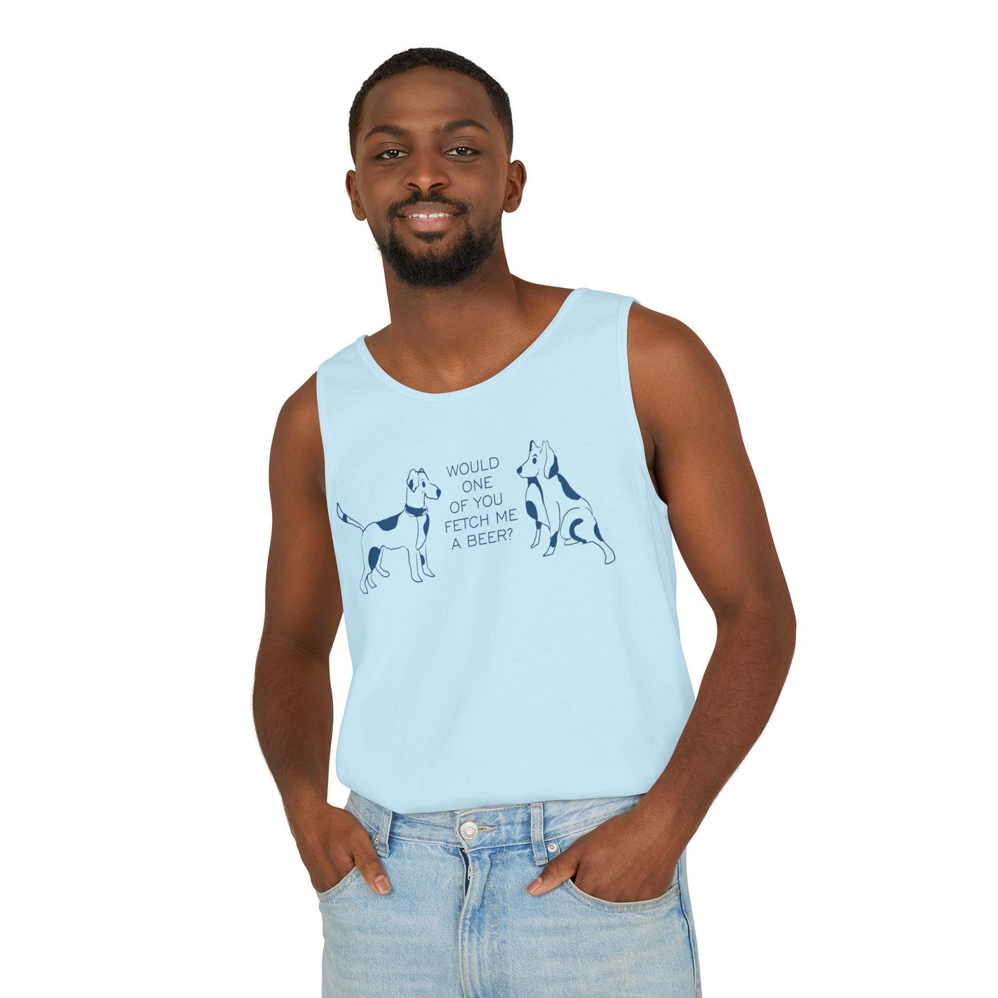 FETCH ME A BEER!  Playful Dog-Themed Tank Top, Funny Pet Lover Apparel, Gift for Dog Owners, Summer Casual Wear, Cute Animal Graphic Tee