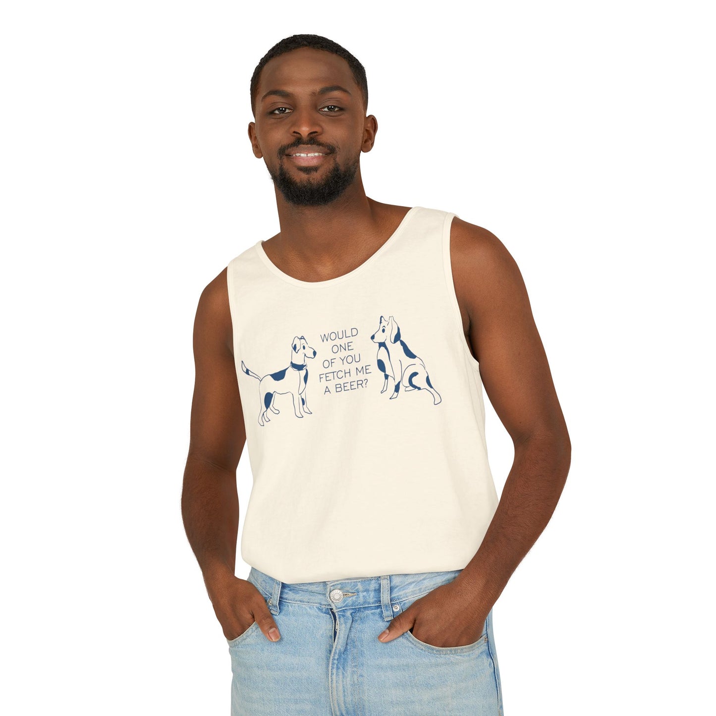 FETCH ME A BEER!  Playful Dog-Themed Tank Top, Funny Pet Lover Apparel, Gift for Dog Owners, Summer Casual Wear, Cute Animal Graphic Tee