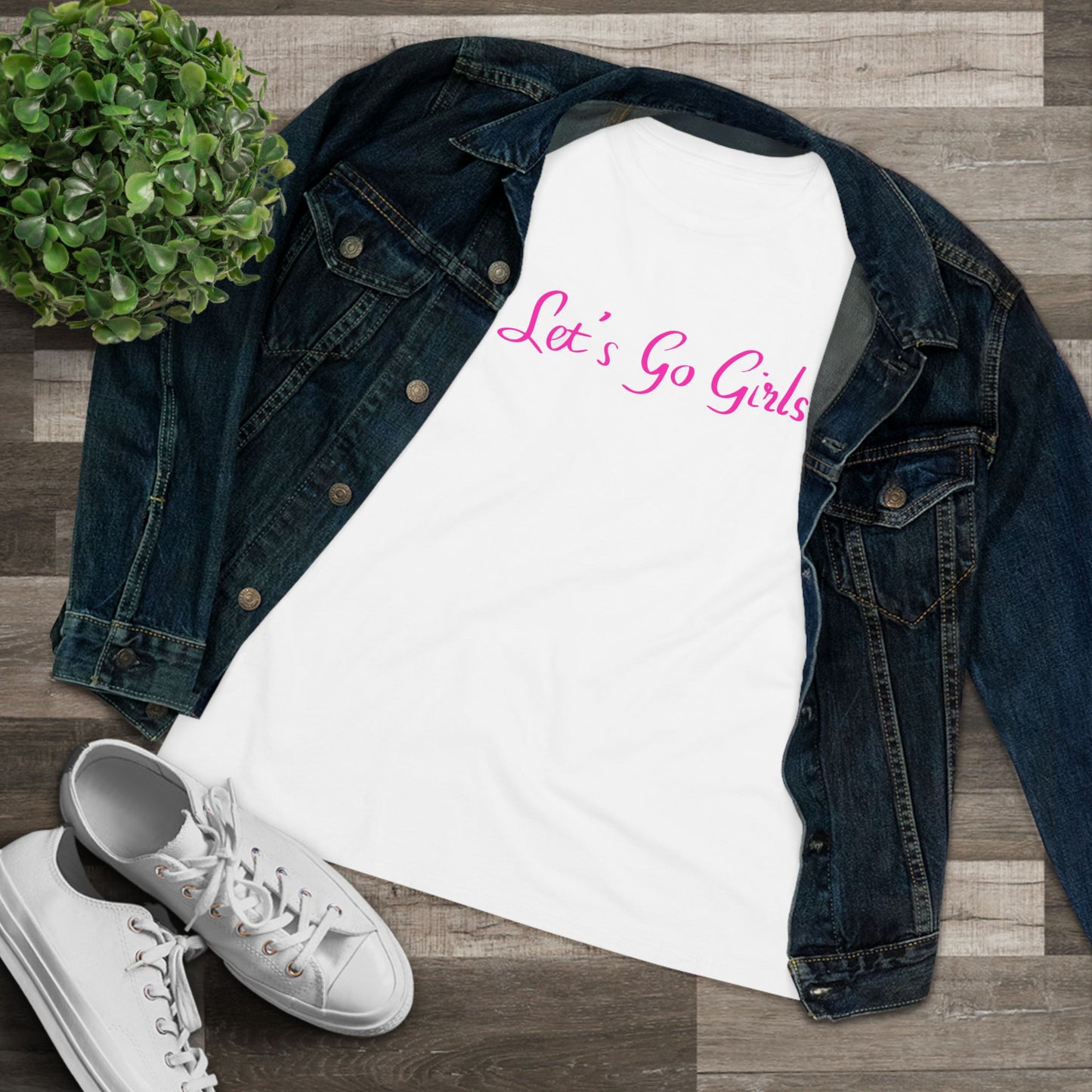 Let’s Go Girls Women’s Cotton Tee — Feminine Script Motivational Shirt for Girls’ Nights & Gifts